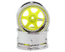 DS Racing DS-DE-229 Fluorescent Yellowith Chrome Lip & Rivets Drift Element 6 Spoke Drift Wheels (2 Pack)