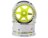 DS Racing DS-DE-230 Fluorescent Yellow with Chrome Lip/Black Rivet Drift Element 6 Spoke Drift Wheels (2 Pack)