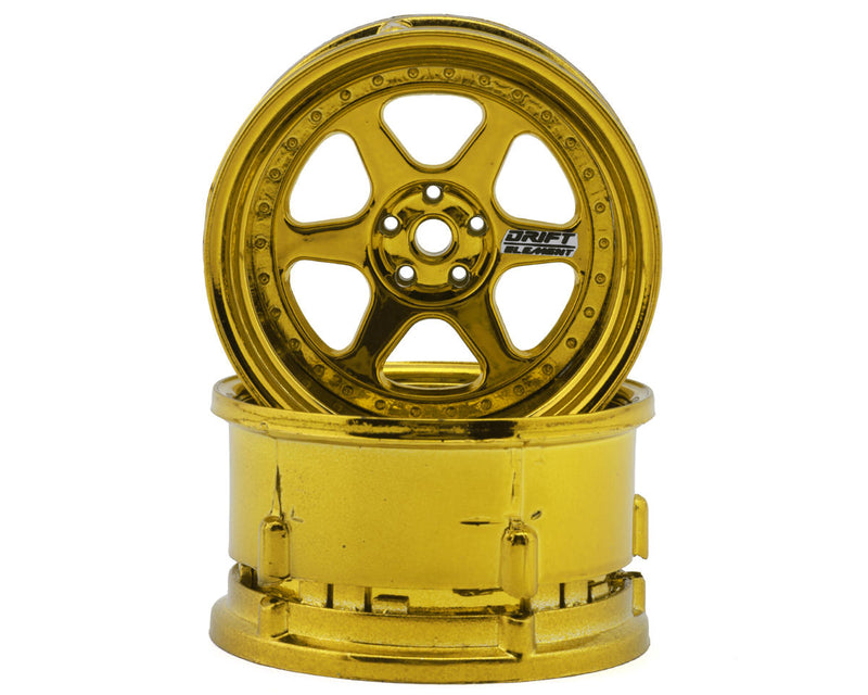 DS Racing DS-DE-231 Gold Chrome Drift Element 6 Spoke Drift Wheels (2 Pack)