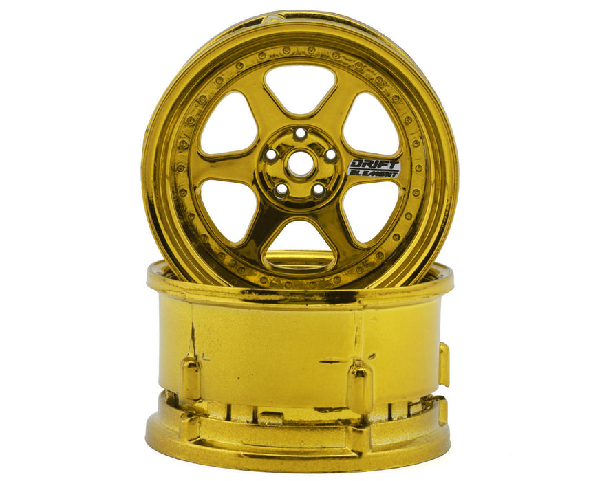 DS Racing DS-DE-231 Gold Chrome Drift Element 6 Spoke Drift Wheels (2 Pack)