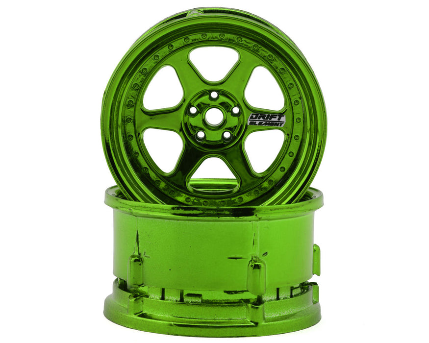 DS Racing DS-DE-232 Green Chrome Drift Element 6 Spoke Drift Wheels (2 Pack)