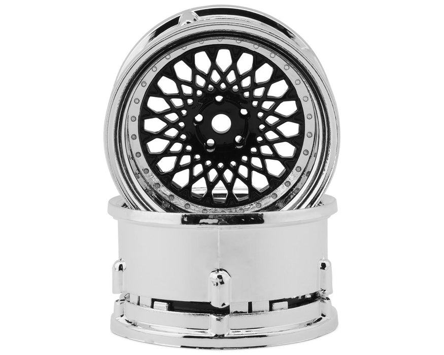 DS Racing DS-DE-312 Black with Chrome Lip Element Mesh 1/10 Drift Wheels (2 Pack)