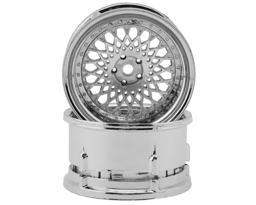 DS Racing DS-DE-315 Silver with Chrome Lip Element Mesh 1/10 Drift Wheels (2 Pack)