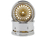 DS Racing DS-DE-318 Gold with Chrome Lip & Gold Rivets Element Mesh 1/10 Drift Wheels (2 Pack)