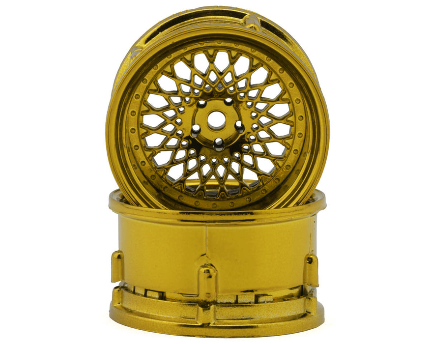 DS Racing DS-DE-331 Gold Chrome Element Mesh 1/10 Drift Wheels with Adjustable Offset (2 Pack)