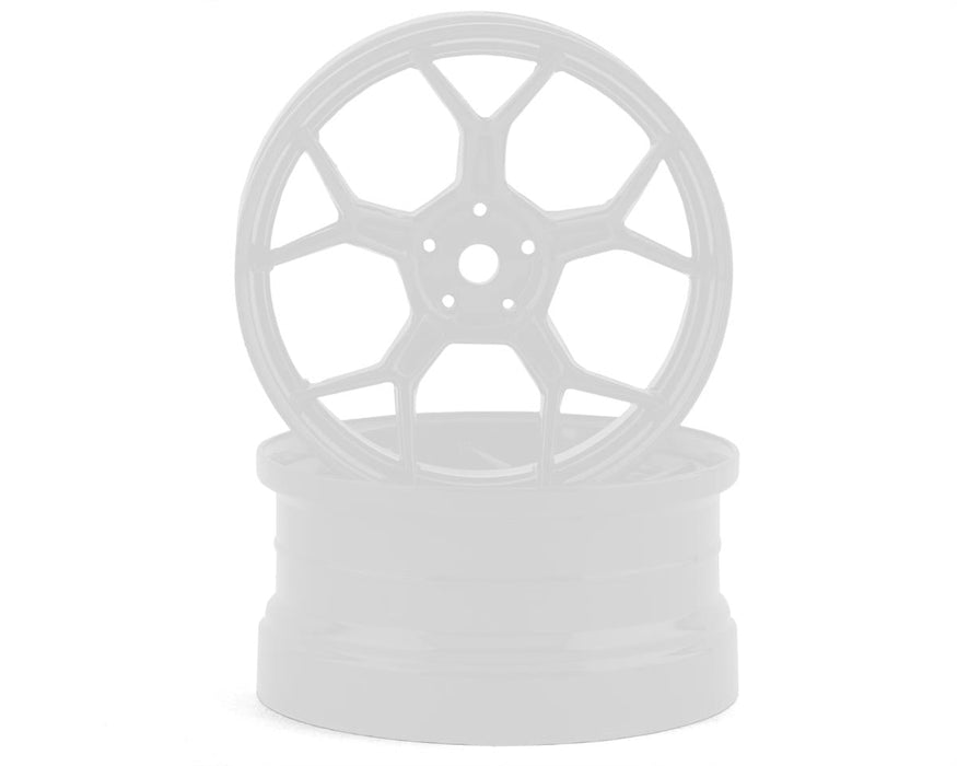 DS Racing DSC-DF-001 White Hi Gloss Feathery Split Spoke Drift Wheels with 6mm Offset (2 Pack)