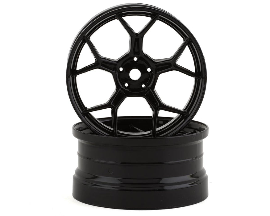 DS Racing DSC-DF-003 Black Hi Gloss Feathery Split Spoke Drift Wheels with 6mm Offset (2 Pack)