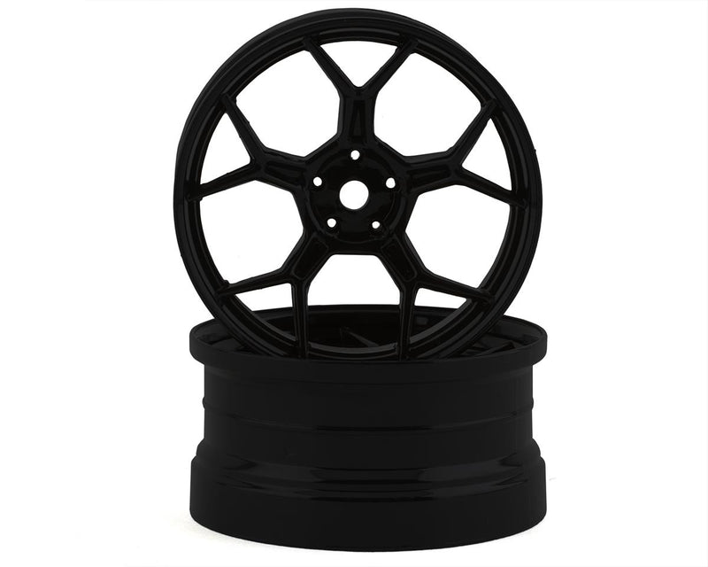 DS Racing DSC-DF-004 Matte Black Feathery Split Spoke Drift Wheels with 6mm Offset (2 Pack)