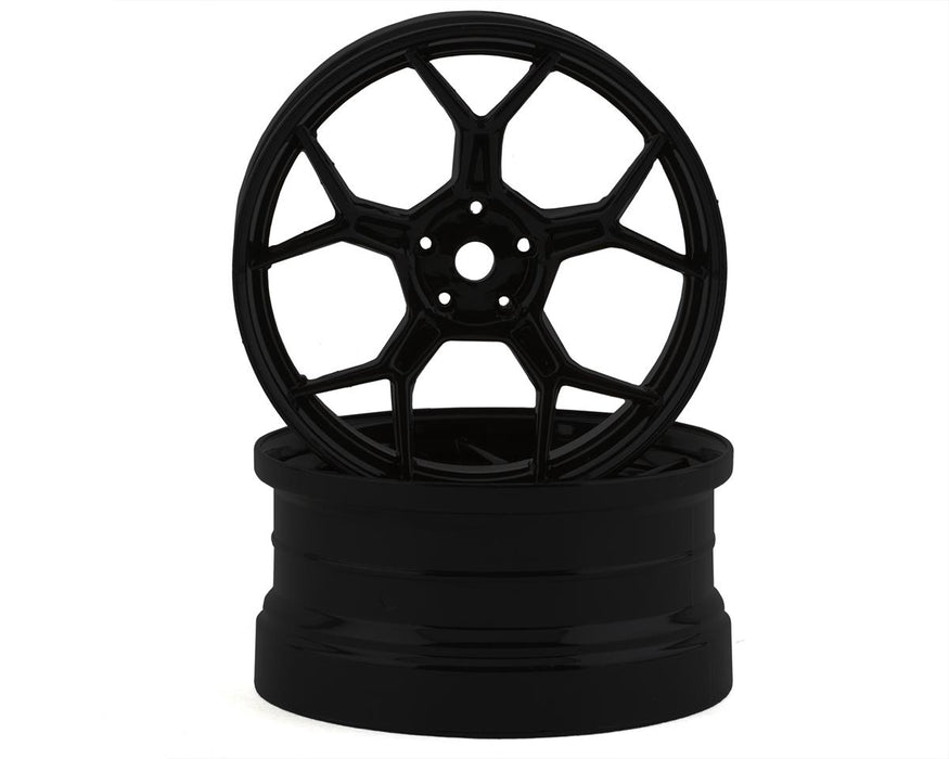 DS Racing DSC-DF-004 Matte Black Feathery Split Spoke Drift Wheels with 6mm Offset (2 Pack)