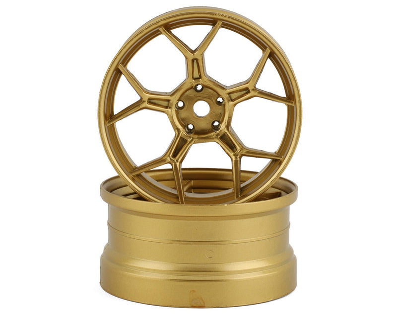 DS Racing DSC-DF-006 Gold Feathery Split Spoke Drift Wheels with 6mm Offset (2 Pack)