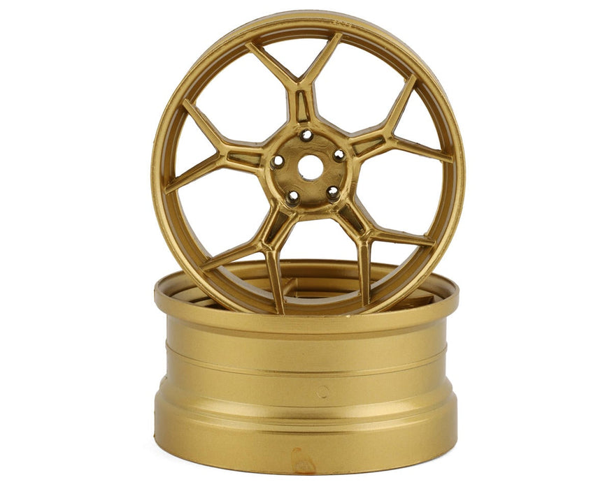 DS Racing DSC-DF-006 Gold Feathery Split Spoke Drift Wheels with 6mm Offset (2 Pack)