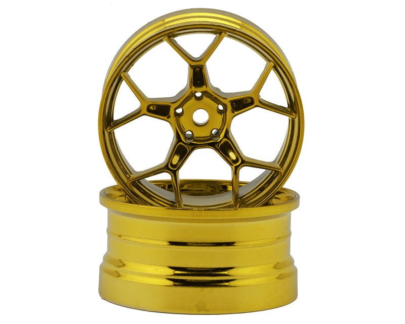 DS Racing DS-DF-5Y2-6B-GDC Gold Hi Gloss Feathery Split Spoke Drift Wheels with 6mm Offset (2 Pack)