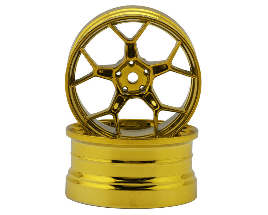 DS Racing DS-DF-5Y2-6B-GDC Gold Hi Gloss Feathery Split Spoke Drift Wheels with 6mm Offset (2 Pack)