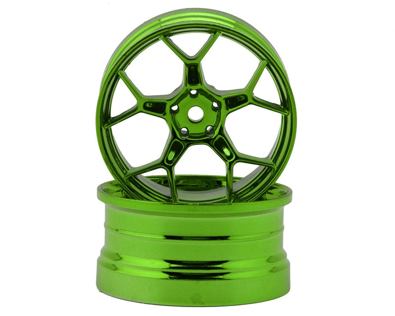 DS Racing DS-DF-5Y2-6B-GRC Green Hi Gloss Feathery Split Spoke Drift Wheels with 6mm Offset (2 Pack)