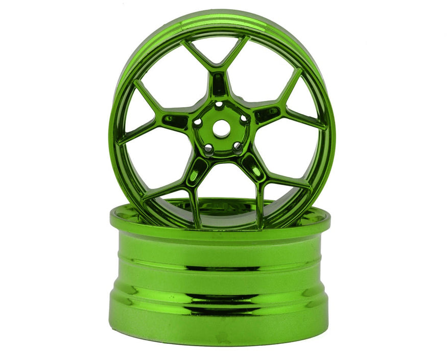 DS Racing DS-DF-5Y2-6B-GRC Green Hi Gloss Feathery Split Spoke Drift Wheels with 6mm Offset (2 Pack)