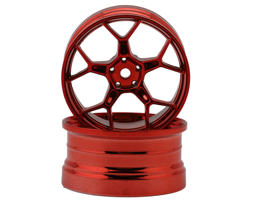 DS Racing DS-DF-5Y2-6B-RC Red Hi Gloss Feathery Split Spoke Drift Wheels with 6mm Offset (2 Pack)