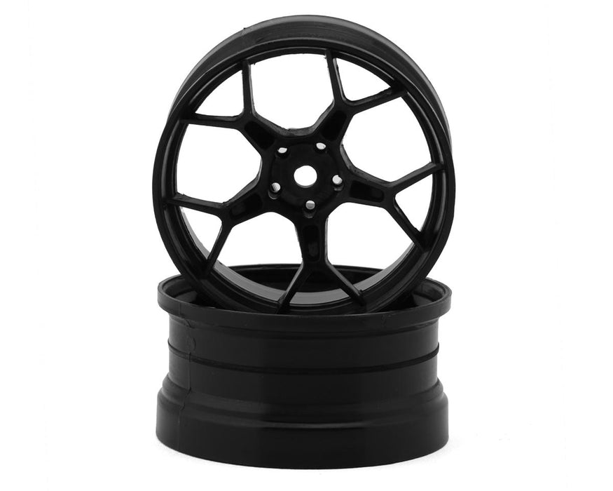DS Racing DS-DF-5Y2-6B-SS Black Feathery Split Spoke Drift Wheels with 6mm Offset (2 Pack)