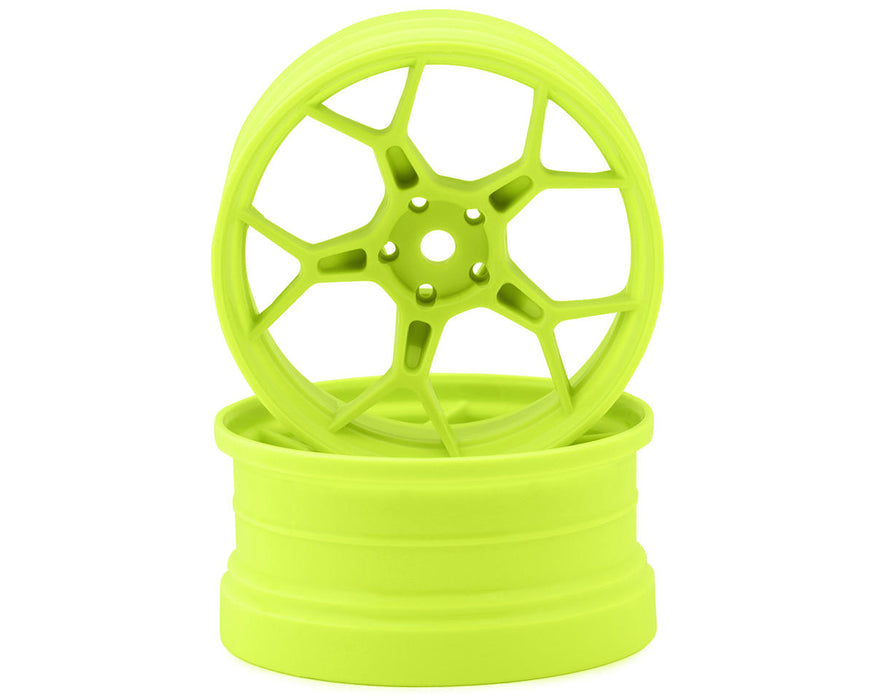 DS Racing DS-DF-5Y2-6FL-HG Fluorescent Lime Feathery Split Spoke Drift Wheels with 6mm Offset (2 Pack)