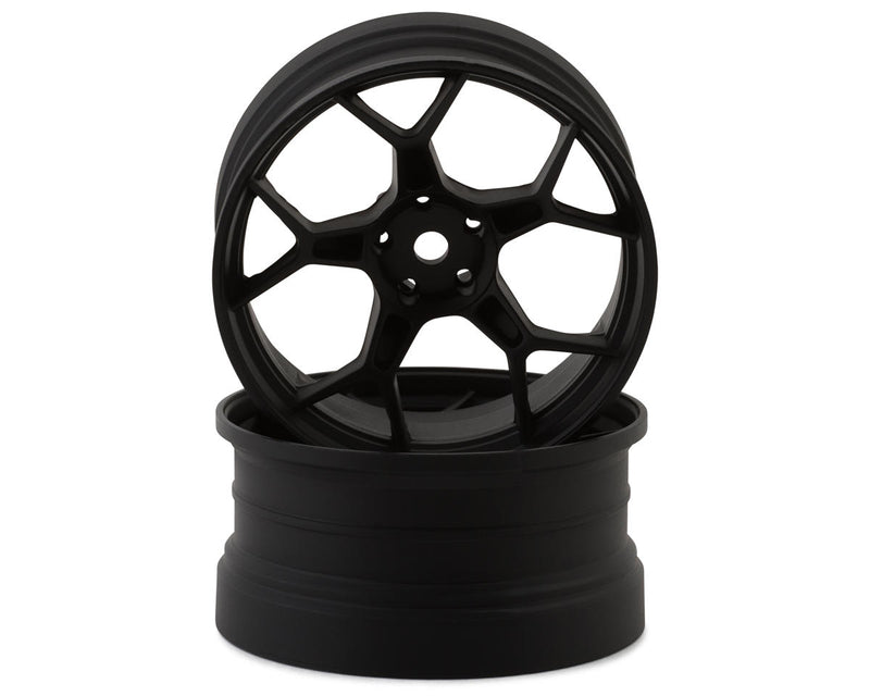 DS Racing DS-DF-5Y2-8B-BM Matte Black Feathery Split Spoke Drift Wheels with 8mm Offset (2 Pack)
