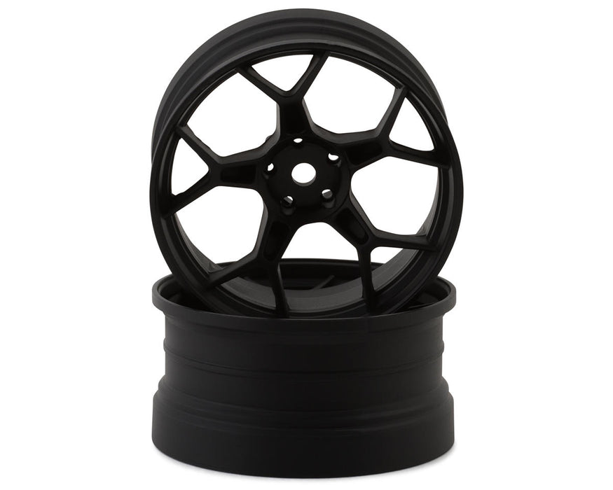 DS Racing DS-DF-5Y2-8B-BM Matte Black Feathery Split Spoke Drift Wheels with 8mm Offset (2 Pack)