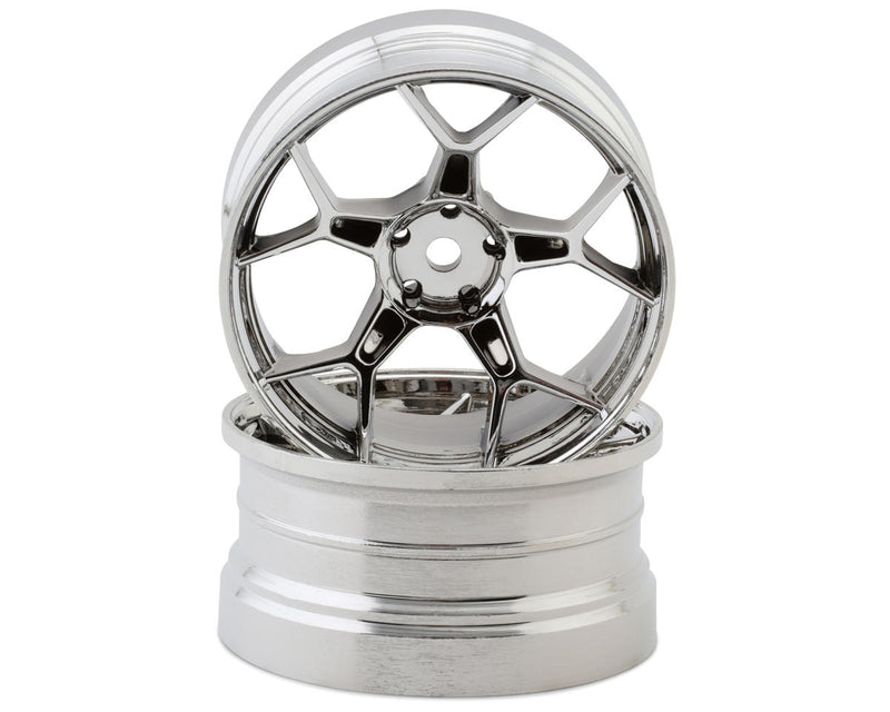 DS Racing DS-DF-5Y2-8B-CR Chrome Feathery Split Spoke Drift Wheels with 8mm Offset (2 Pack)