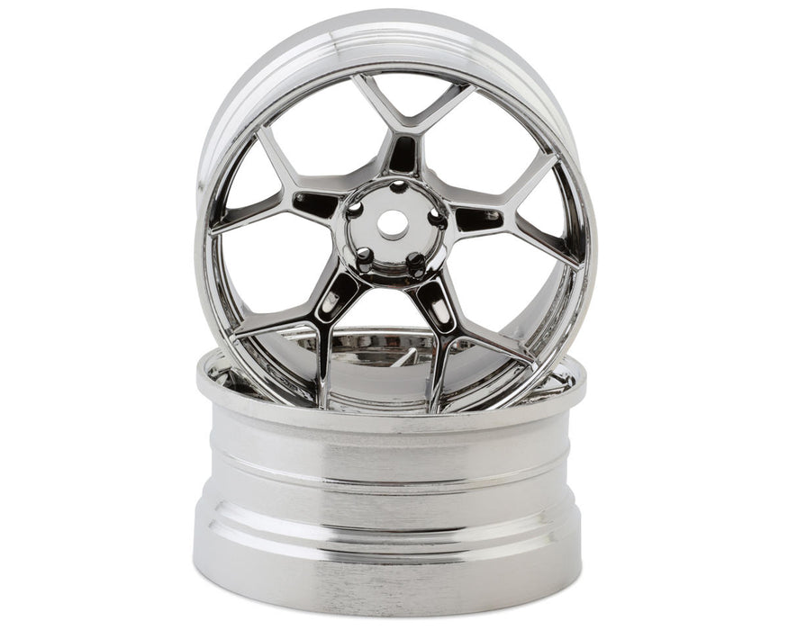 DS Racing DS-DF-5Y2-8B-CR Chrome Feathery Split Spoke Drift Wheels with 8mm Offset (2 Pack)