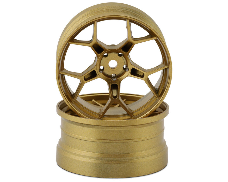 DS Racing DS-DF-5Y2-8B-GD Gold Feathery Split Spoke Drift Wheels with 8mm Offset (2 Pack)