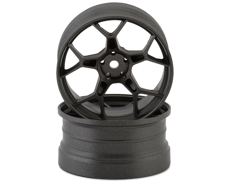 DS Racing DS-DF-5Y2-8B-GM Gunmetal Feathery Split Spoke Drift Wheels with 8mm Offset (2 Pack)