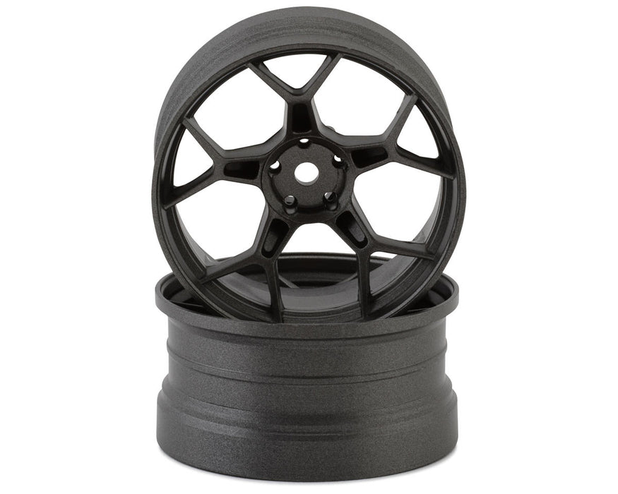 DS Racing DS-DF-5Y2-8B-GM Gunmetal Feathery Split Spoke Drift Wheels with 8mm Offset (2 Pack)