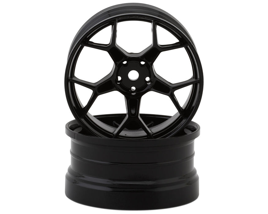DS Racing DS-DF-5Y2-8B-HG Black Hi Gloss Feathery Split Spoke Drift Wheels with 8mm Offset (2 Pack)