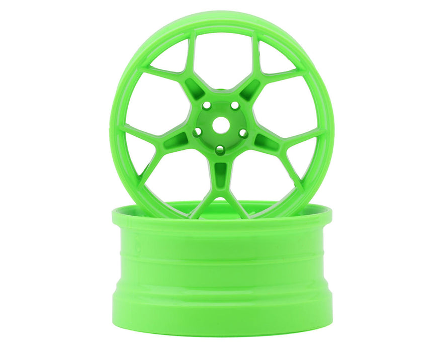 DS Racing DS-DF-5Y2-8FG-HG Fluorescent Green Feathery Split Spoke Drift Wheels with 8mm Offset (2 Pack)