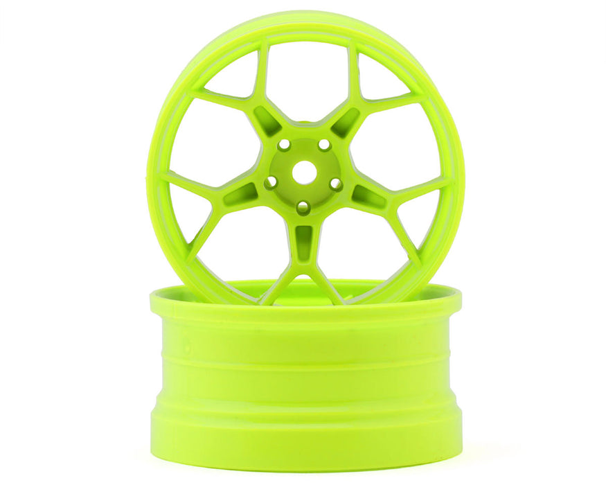 DS Racing DS-DF-5Y2-8FL-HG Fluorescent Lime Feathery Split Spoke Drift Wheels with 8mm Offset (2 Pack)