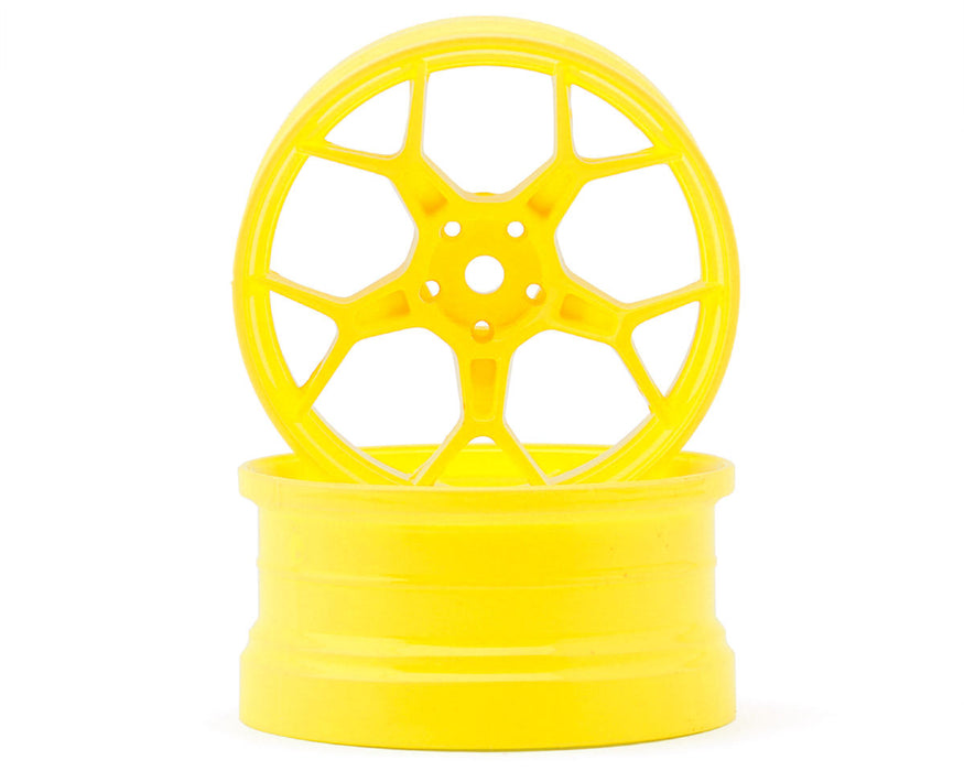 DS Racing DS-DF-5Y2-8FY-HG Fluorescent Yellow Feathery Split Spoke Drift Wheels with 8mm Offset (2 Pack)