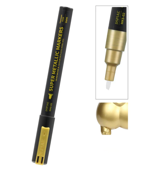 DSPIAE MKS-02 Super Metallic Titanium Gold Dual Tip Acrylic Paint Marker