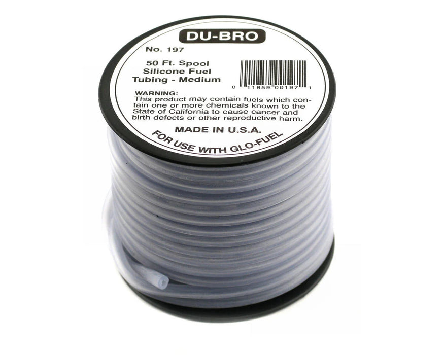Du-Bro 197 Medium 3/32" Super Blue Silicone Fuel Tubing for Glo-Fuel 50' Spool