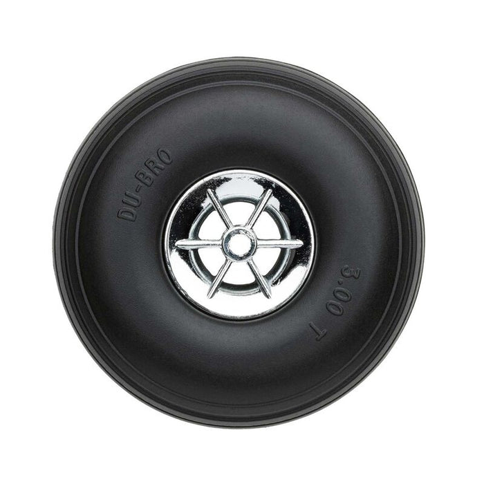 Du-Bro 300TC 3.0” Treaded Chrome Wheels for Scale Aircraft (2 Pack)