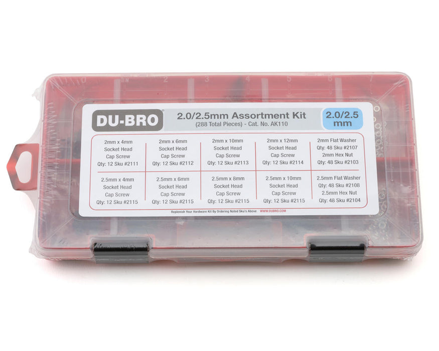 Du-Bro AK110 2.0/2.5mm Hardware Assortment 288 Piece Set