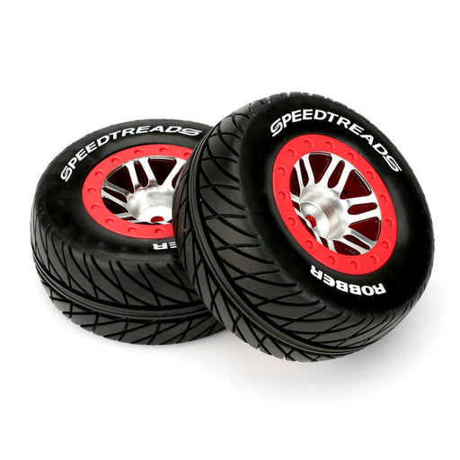 Duratrax C2943 Speedtreads Robber Tires Mounted on Chrome SC Wheels (2WD Front) 1 Pair