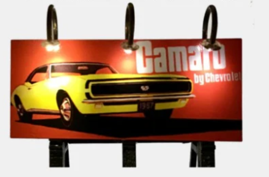Dwarvin DVBB102-FA HO Scale Assembled Fiber-Lit Camaro Billboard