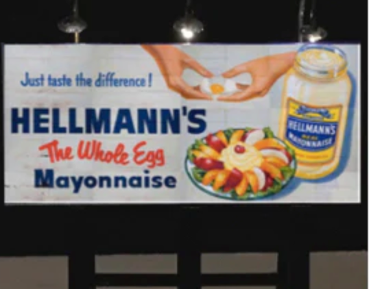 Dwarvin DVBB104-FA HO Scale Assembled Fiber-Lit Hellmann's Billboard