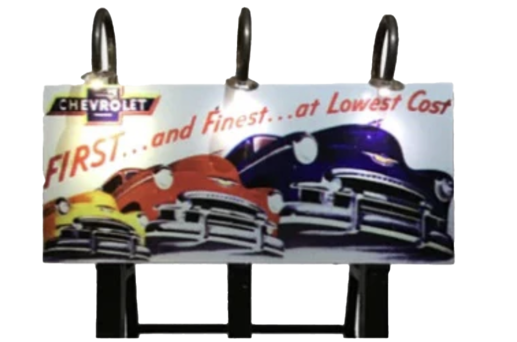 Dwarvin DVBB106-FA HO Scale Assembled Fiber-Lit Chevrolet Billboard