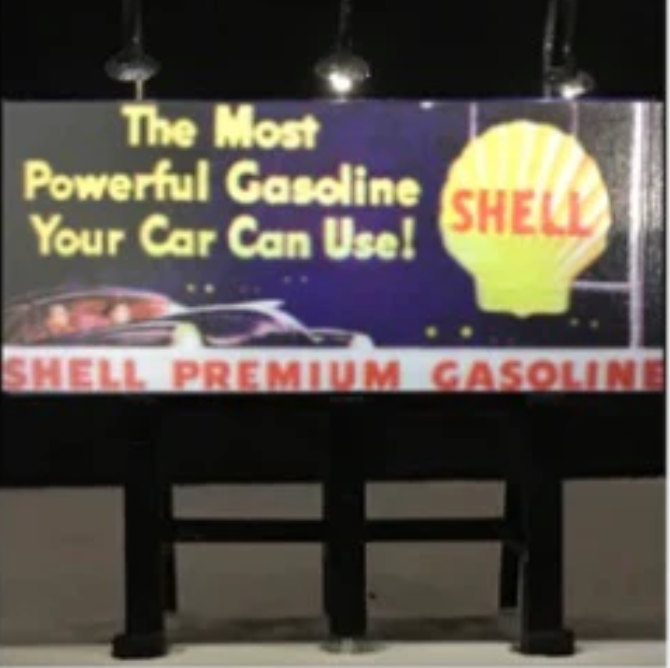 Dwarvin DVBB109-FP HO Scale Unassembled Fiber-Lit Shell Oil Billboard