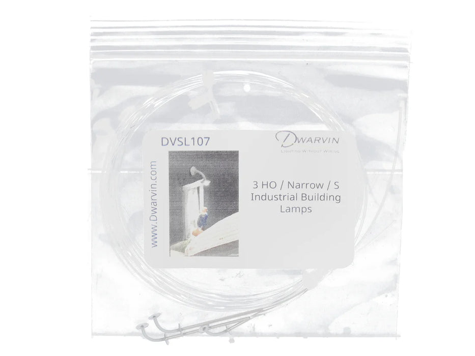 Dwarvin DVSL107 HO/On30/On3/S Fiber-Lit Industrial Building Lamps (3 Pack)