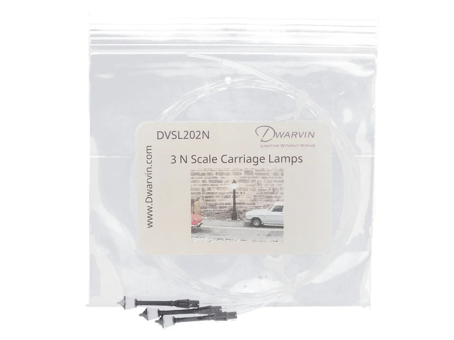 Dwarvin DVSL202 N Scale Fiber-Lit Carriage Lamps (3 Pack)