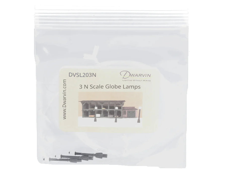 Dwarvin DVSL203 N Scale Fiber-Lit Globe Lamps (3 Pack)