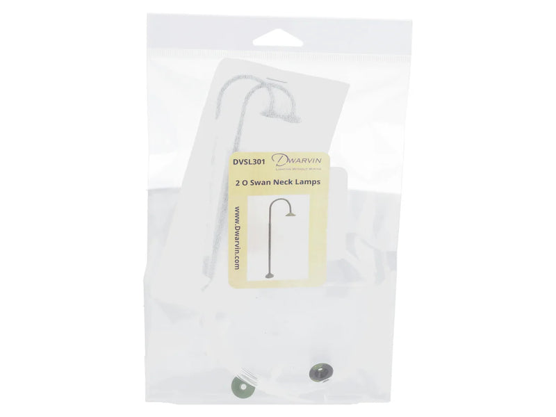 Dwarvin DVSL301 O Scale Fiber-Lit Swan / Gooseneck Lamps (2 Pack)