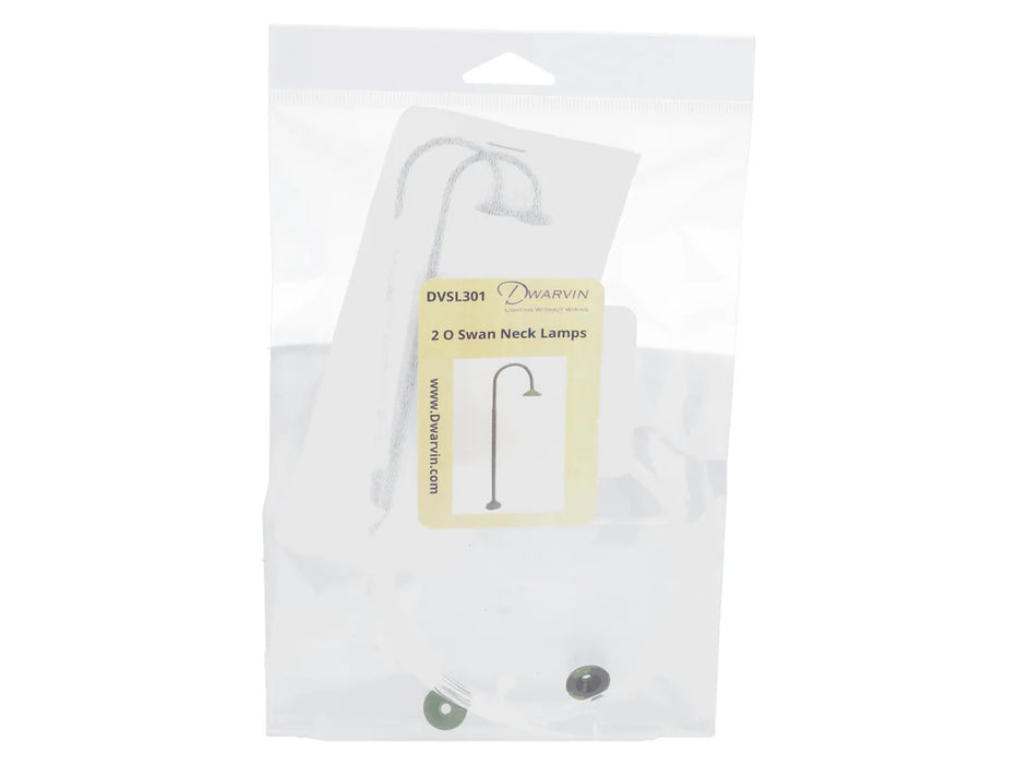 Dwarvin DVSL301 O Scale Fiber-Lit Swan / Gooseneck Lamps (2 Pack)