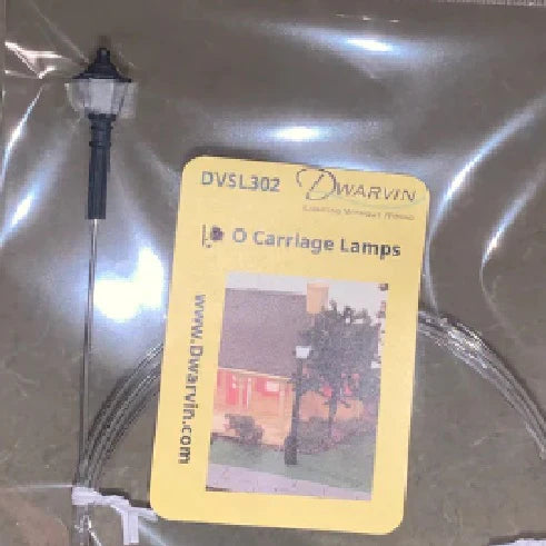 Dwarvin DVSL302Sh O Scale Fiber-Lit Carriage Lamps - Short Stem (Single)