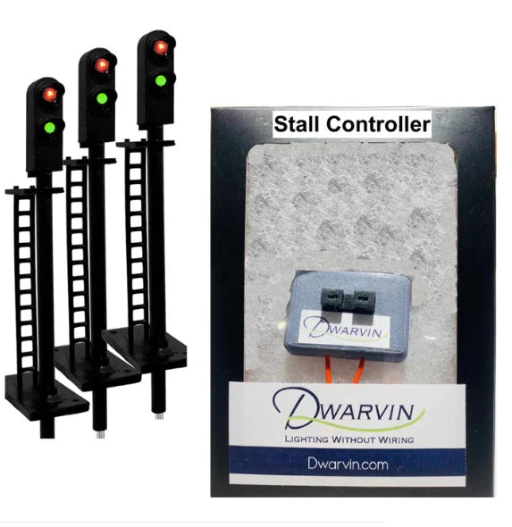 Dwarvin DVTSSS201HO HO Scale Turnout Signal Stall Motor Controller with 3 Tall Signals