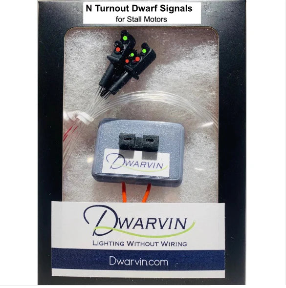 Dwarvin DVTSSS201N N Scale Turnout Signal Stall Motor Controller plus 3 Dwarf Signals
